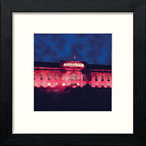 lumartos Glasgow Rangers FC Ibrox Frontage At Night – Black Wood Frame Wall Art – Framed Wall Art Print by Lumartos Premium Home Décor