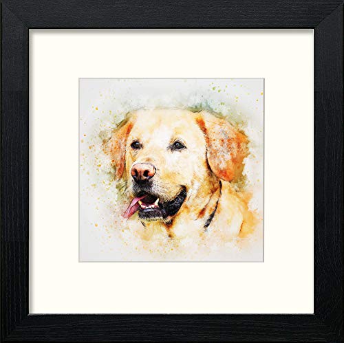 lumartos Golden Labrador – Black Wood Frame Wall Art – Framed Wall Art Print by Lumartos Premium Home Décor