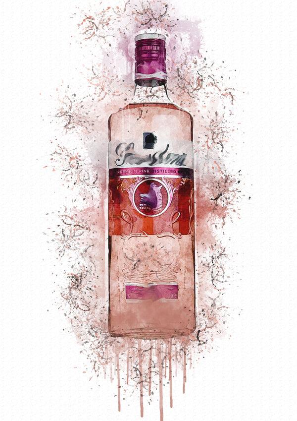 lumartos Gord Pink Gin Splash Print – A4 Frame Wall Art – Framed Wall Art Print by Lumartos Premium Home Décor