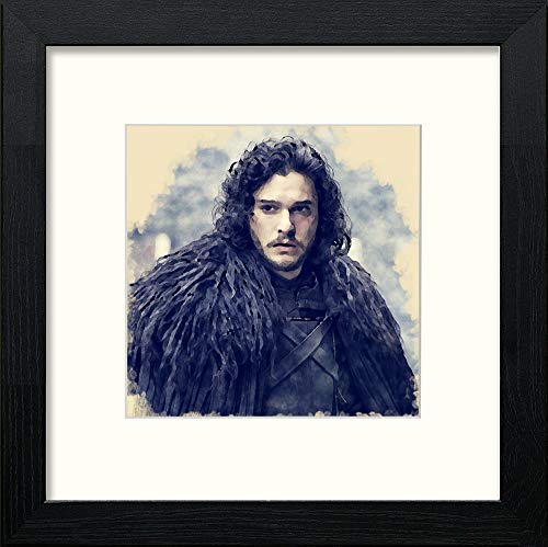 lumartos GOT Jon Snow – Black Wood Frame Wall Art – Framed Wall Art Print by Lumartos Premium Home Décor