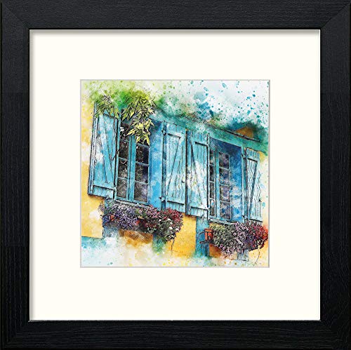 lumartos Green Shutters – Black Wood Frame Wall Art – Framed Wall Art Print by Lumartos Premium Home Décor