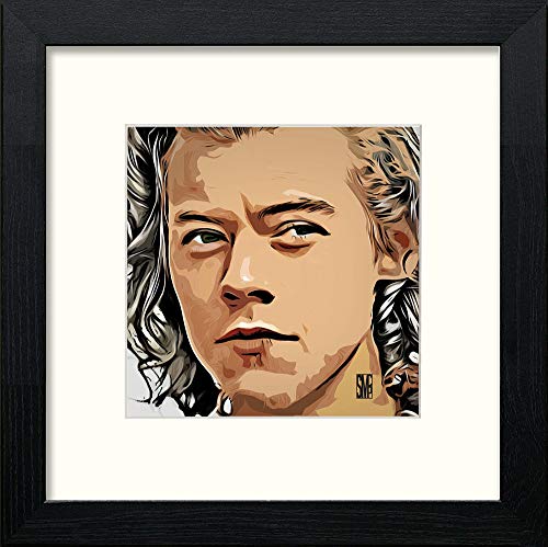 lumartos Harry Styles – Black Wood Frame Wall Art – Framed Wall Art Print by Lumartos Premium Home Décor