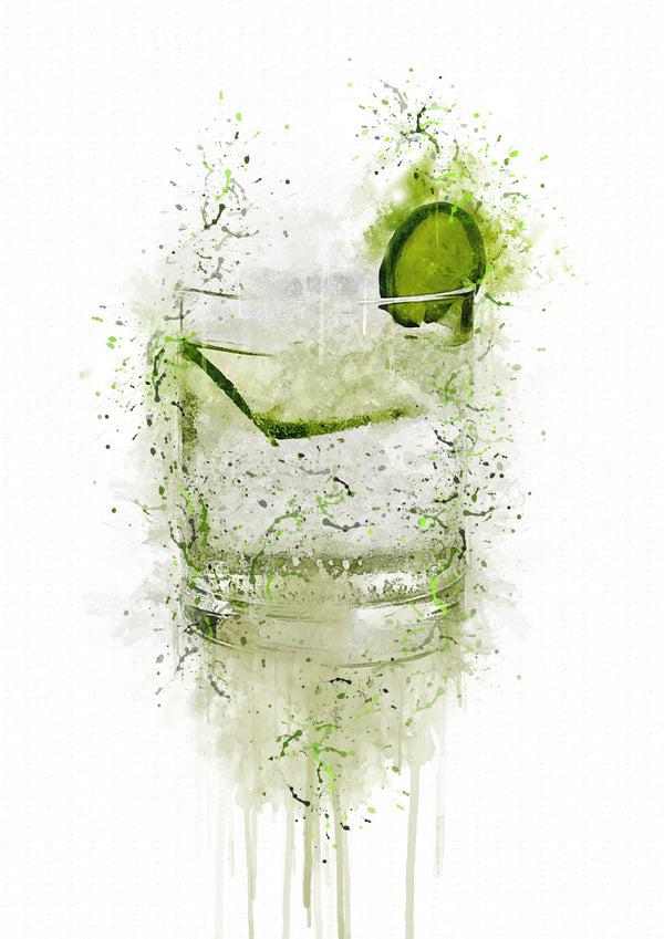 lumartos Hendy Gin Glass Splash Print – A4 Frame Wall Art – Framed Wall Art Print by Lumartos Premium Home Décor