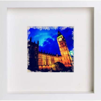 lumartos Houses Of Parliament At Night 220 – White Frame Wall Art – Framed Wall Art Print by Lumartos Premium Home Décor