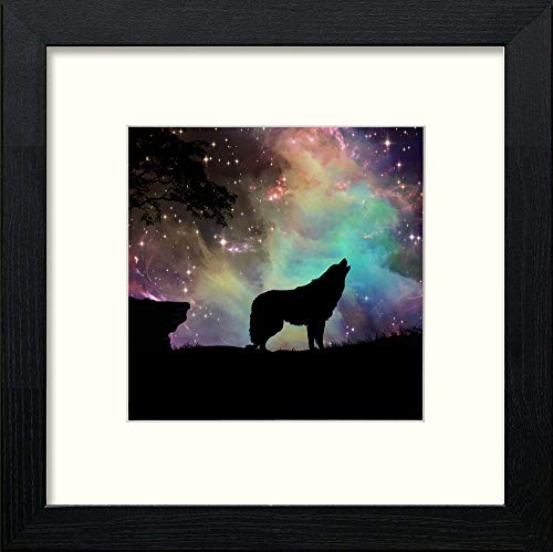 lumartos Howl At The Moon – Black Wood Frame Wall Art – Framed Wall Art Print by Lumartos Premium Home Décor