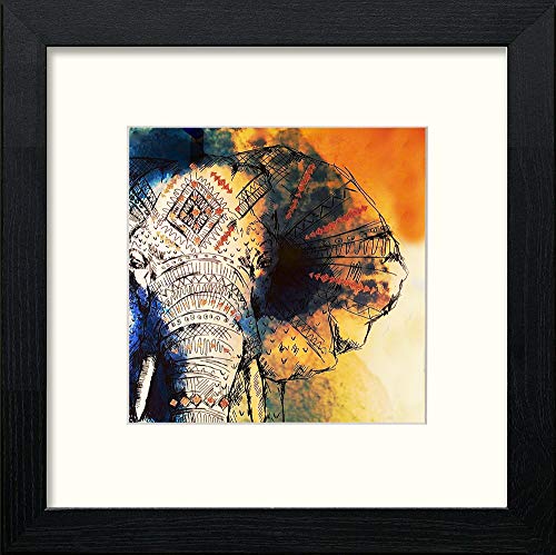 lumartos Ink Elephant – Black Wood Frame Wall Art – Framed Wall Art Print by Lumartos Premium Home Décor