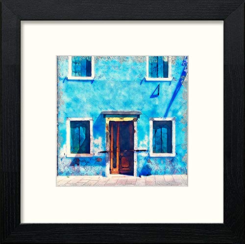 lumartos Italy Blue Venice – Black Wood Frame Wall Art – Framed Wall Art Print by Lumartos Premium Home Décor