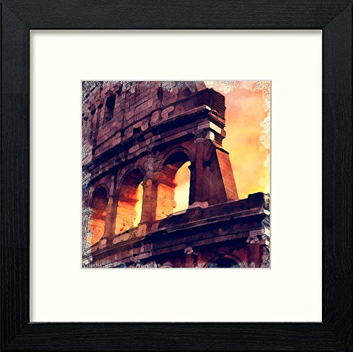 lumartos Italy Rome Collesium – Black Wood Frame Wall Art – Framed Wall Art Print by Lumartos Premium Home Décor