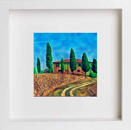 lumartos Italy Tuscan Farmhouse 0266 – White Frame Wall Art – Framed Wall Art Print by Lumartos Premium Home Décor