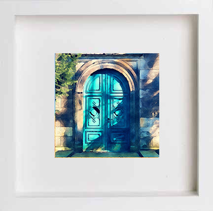 lumartos Italy Venetian Blue Door 0271 – White Frame Wall Art – Framed Wall Art Print by Lumartos Premium Home Décor