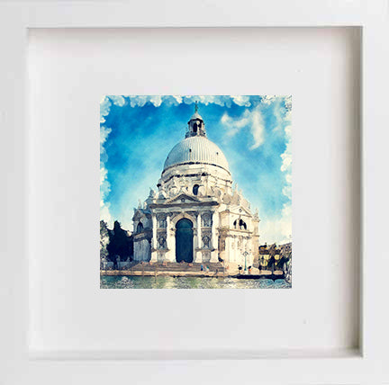 lumartos Italy Venetian Church 0254 – 23cm x 23cm x 4.5cm Frame Wall Art – Framed Wall Art Print by Lumartos Premium Home Décor