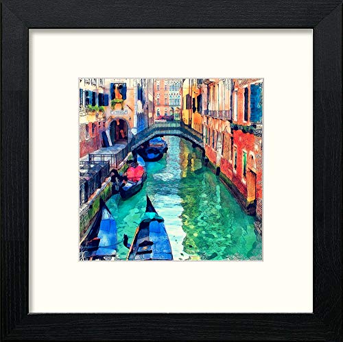 lumartos Italy Venice Canal – Black Wood Frame Wall Art – Framed Wall Art Print by Lumartos Premium Home Décor