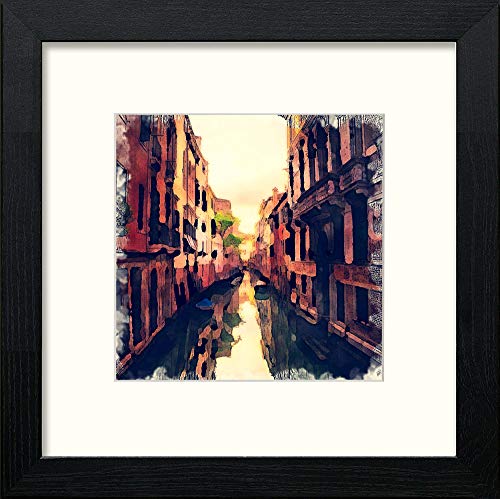 lumartos Italy Venice Canal Dark Pine Frame 10 X 10 Inches – Black Wood F – Framed Wall Art Print by Lumartos Premium Home Décor