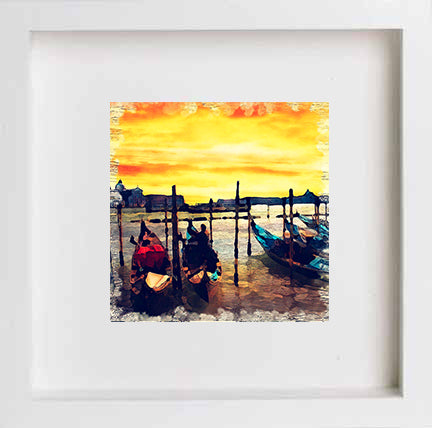 lumartos Italy Venice Grand Canal At Night 0260 – 23cm x 23cm x 4.5cm Frame – Framed Wall Art Print by Lumartos Premium Home Décor