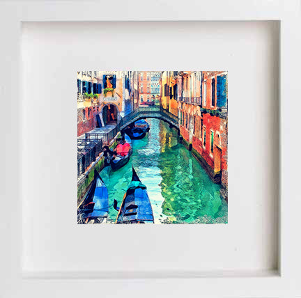 lumartos Italy Venice Small Canal 0259 – 23cm x 23cm x 4.5cm Frame Wall Art – Framed Wall Art Print by Lumartos Premium Home Décor