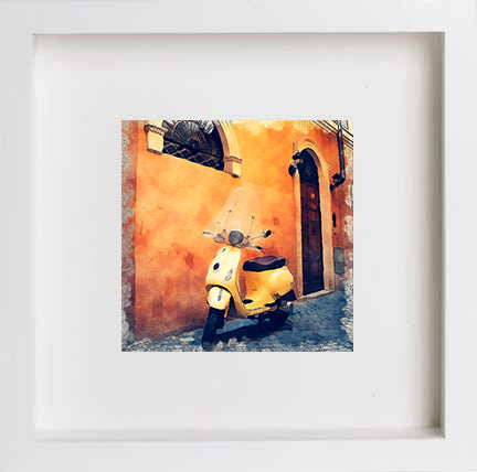lumartos Italy Venice Vespa 255 – White Frame Wall Art – Framed Wall Art Print by Lumartos Premium Home Décor