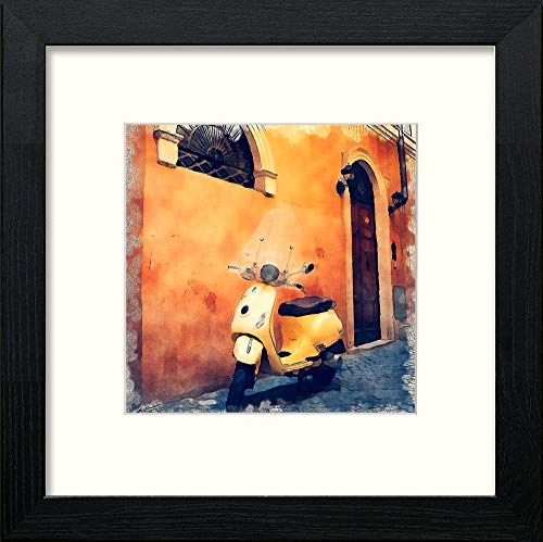 lumartos Italy Venice Vespa – Black Wood Frame Wall Art – Framed Wall Art Print by Lumartos Premium Home Décor