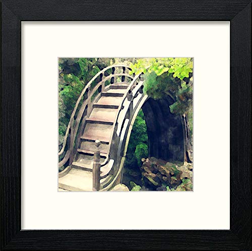 lumartos Japanese Garden Bridge – Black Wood Frame Wall Art – Framed Wall Art Print by Lumartos Premium Home Décor