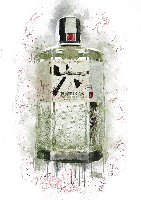 lumartos Japanese Gin Splash Print – A4 Frame Wall Art – Framed Wall Art Print by Lumartos Premium Home Décor