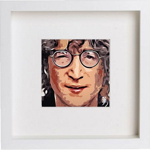 lumartos John Lennon 90 – White Frame Wall Art – Framed Wall Art Print by Lumartos Premium Home Décor