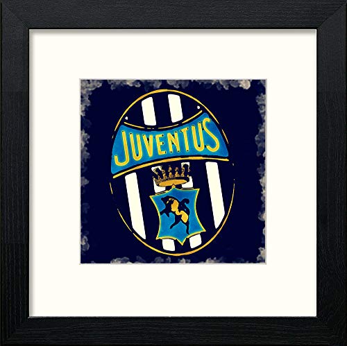 lumartos Juventus FC Badge – Black Wood Frame Wall Art – Framed Wall Art Print by Lumartos Premium Home Décor