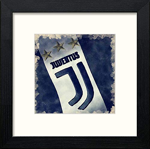 lumartos Juventus FC Badge – Black Wood Frame Wall Art – Framed Wall Art Print by Lumartos Premium Home Décor