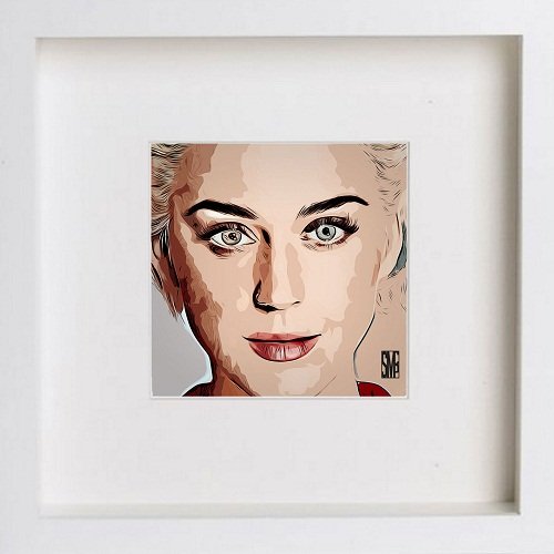 lumartos Katy Perry 92 – White Frame Wall Art – Framed Wall Art Print by Lumartos Premium Home Décor