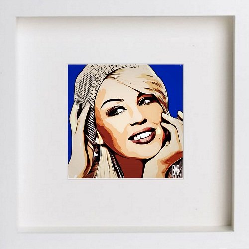 lumartos Kylie Minogue 93 – White Frame Wall Art – Framed Wall Art Print by Lumartos Premium Home Décor