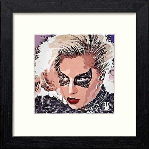 lumartos Lady Gaga – Black Wood Frame Wall Art – Framed Wall Art Print by Lumartos Premium Home Décor