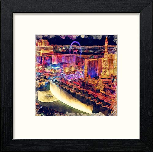 lumartos Las Vegas Strip – Black Wood Frame Wall Art – Framed Wall Art Print by Lumartos Premium Home Décor