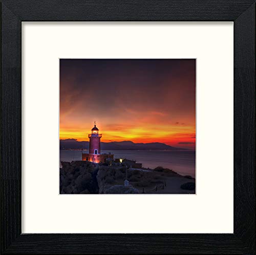 lumartos Last Lighthouse – Black Wood Frame Wall Art – Framed Wall Art Print by Lumartos Premium Home Décor