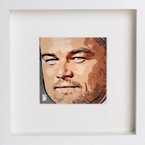 lumartos Leonardo Dicaprio 97 – White Frame Wall Art – Framed Wall Art Print by Lumartos Premium Home Décor
