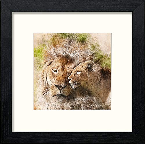 lumartos Lions – Black Wood Frame Wall Art – Framed Wall Art Print by Lumartos Premium Home Décor