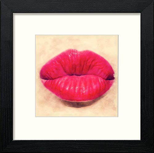lumartos Lips – Black Wood Frame Wall Art – Framed Wall Art Print by Lumartos Premium Home Décor