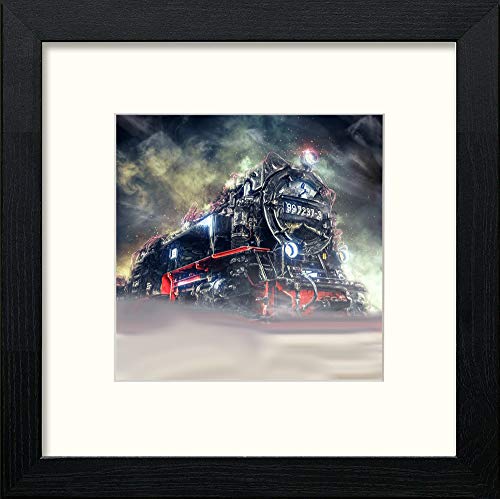 lumartos Locomotive – Black Wood Frame Wall Art – Framed Wall Art Print by Lumartos Premium Home Décor