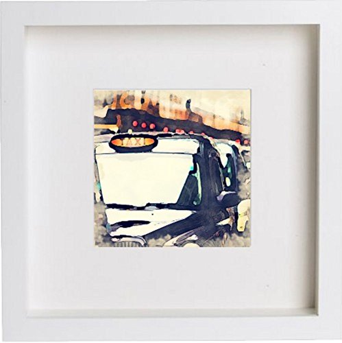 lumartos London Black Taxi Cab 123 – White Frame Wall Art – Framed Wall Art Print by Lumartos Premium Home Décor