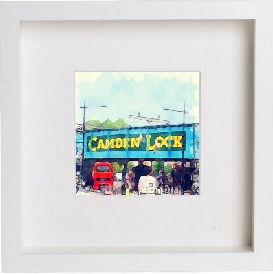lumartos London Camden Lock Market 103 – White Frame Wall Art – Framed Wall Art Print by Lumartos Premium Home Décor