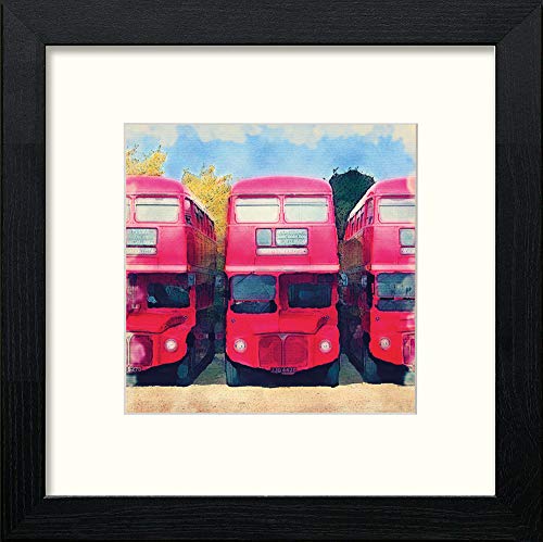 lumartos London Red Bus – Black Wood Frame Wall Art – Framed Wall Art Print by Lumartos Premium Home Décor