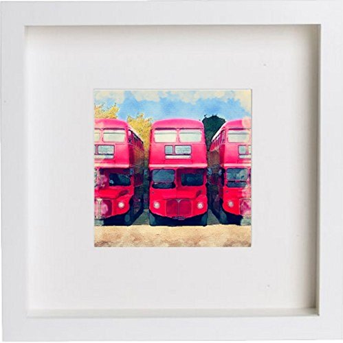 lumartos London The London Red Bus 111 – White Frame Wall Art – Framed Wall Art Print by Lumartos Premium Home Décor