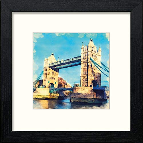 lumartos London Tower Bridge – Black Wood Frame Wall Art – Framed Wall Art Print by Lumartos Premium Home Décor