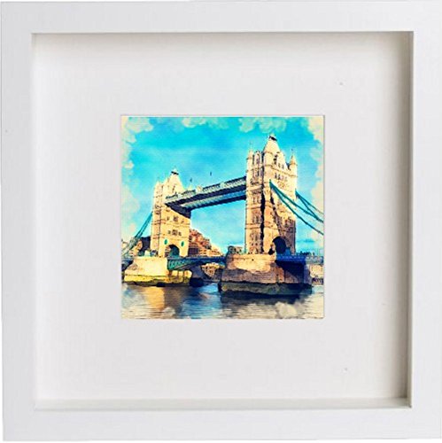 lumartos London Tower Bridge Box 120 – White Frame Wall Art – Framed Wall Art Print by Lumartos Premium Home Décor