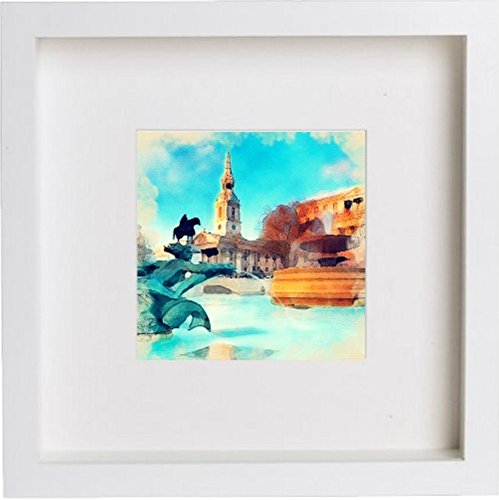 lumartos London Trafalgar Square 122 – White Frame Wall Art – Framed Wall Art Print by Lumartos Premium Home Décor