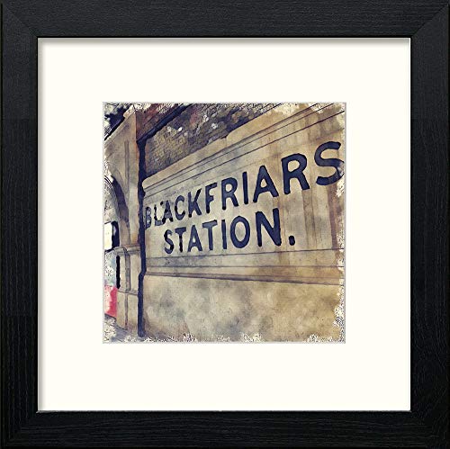 lumartos London Underground Blackfriars – Black Wood Frame Wall Art – Framed Wall Art Print by Lumartos Premium Home Décor