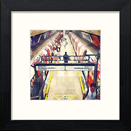 lumartos London Underground Clapham North – Black Wood Frame Wall Art – Framed Wall Art Print by Lumartos Premium Home Décor