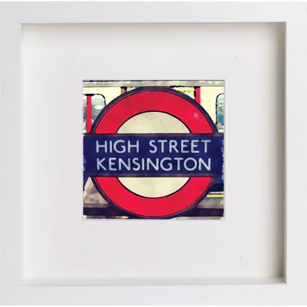 lumartos London Underground High Street Kensington 224 – White Frame Wall Art – Framed Wall Art Print by Lumartos Premium Home Décor