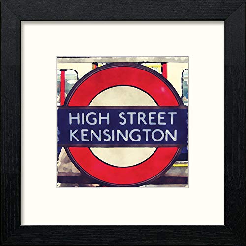 lumartos London Underground High Street Kensington – Black Wood Frame Wall Art – Framed Wall Art Print by Lumartos Premium Home Décor
