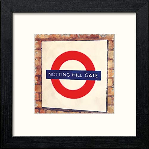 lumartos London Underground Nottinghill – Black Wood Frame Wall Art – Framed Wall Art Print by Lumartos Premium Home Décor