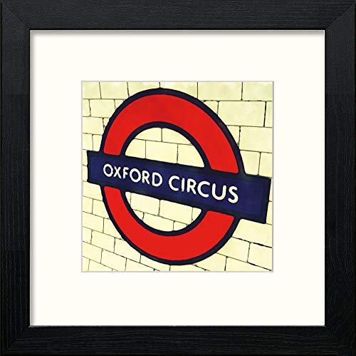 lumartos London Underground Oxford Circus – Black Wood Frame Wall Art – Framed Wall Art Print by Lumartos Premium Home Décor