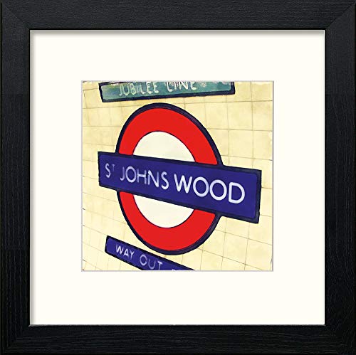 lumartos London Underground St Johns Wood – Black Wood Frame Wall Art – Framed Wall Art Print by Lumartos Premium Home Décor