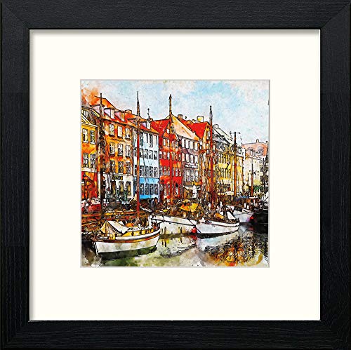 lumartos Moored At Amsterdam – Black Wood Frame Wall Art – Framed Wall Art Print by Lumartos Premium Home Décor